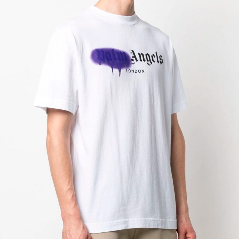 Palm Angels Spray print t-shirt (Branca/Roxo)