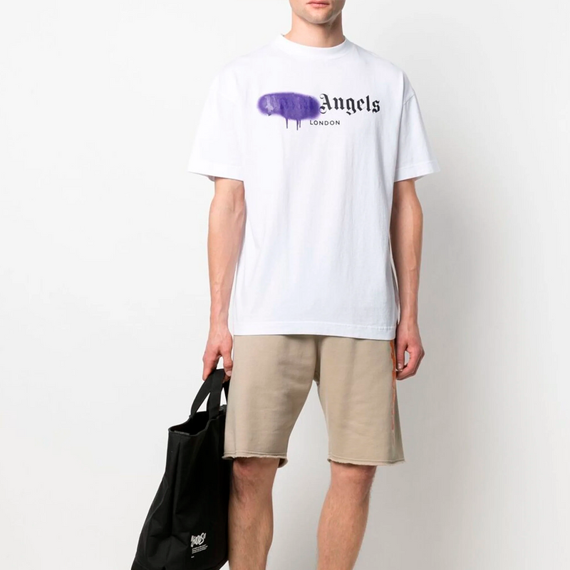 Palm Angels Spray print t-shirt (Branca/Roxo)