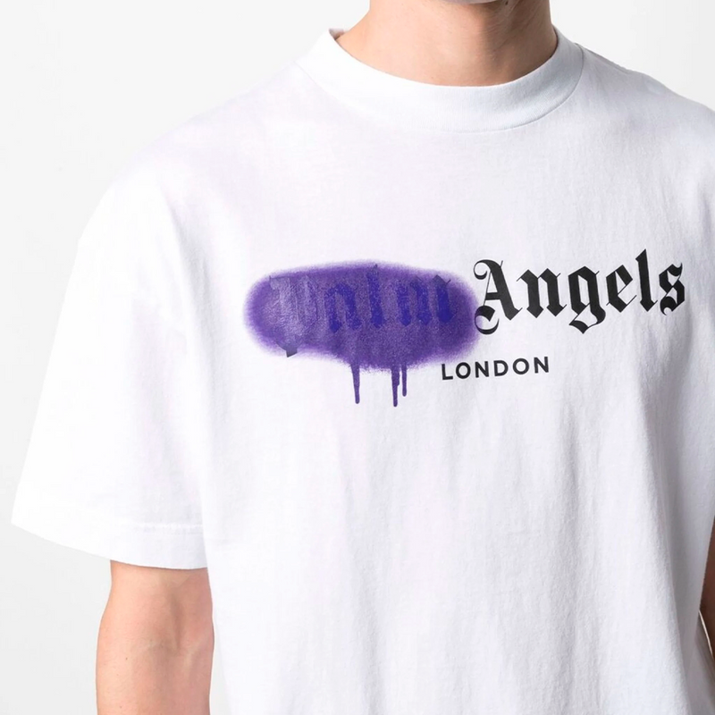 Palm Angels Spray print t-shirt (Branca/Roxo)