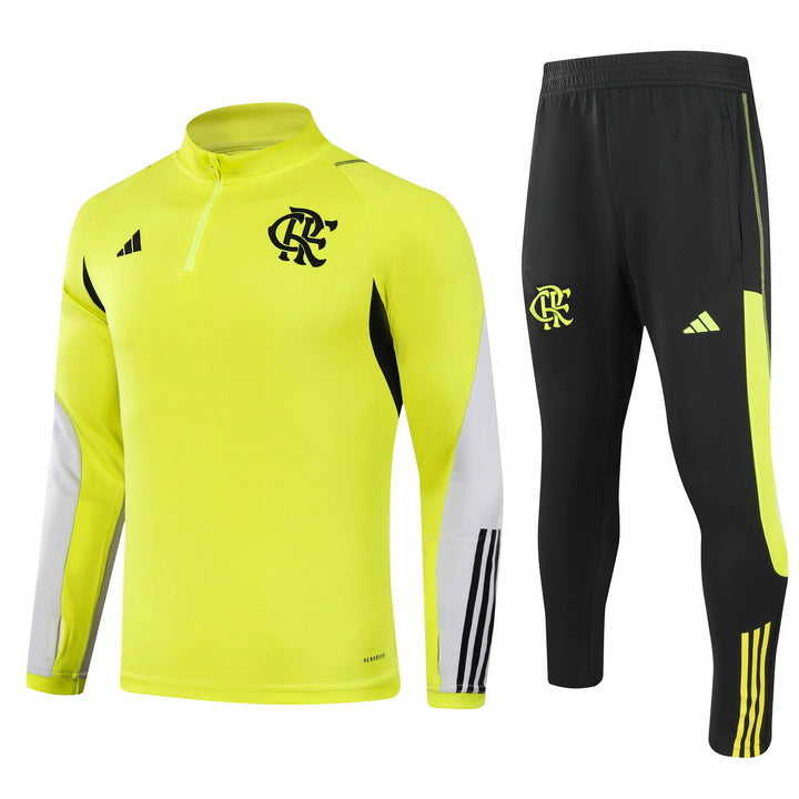 Conjunto Agasalho Flamengo 24/25 - Amarelo e Preto Treino