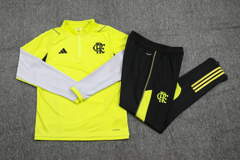 Conjunto Agasalho Flamengo 24/25 - Amarelo e Preto Treino