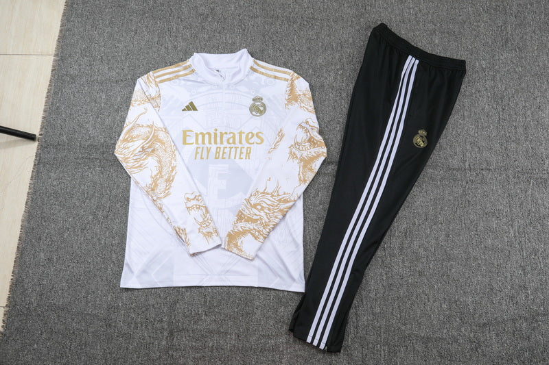 Conjunto Agasalho Real Madrid 24/25 - Branco'Edição Limitada Treino